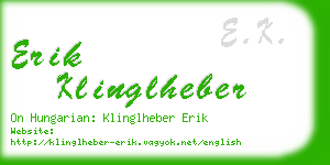 erik klinglheber business card